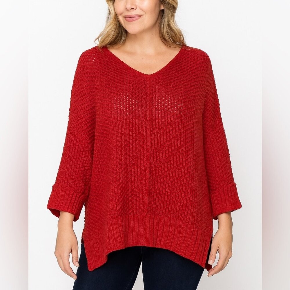 Dee Elle Womens Large‎ Dark Orange Boxy Oversized Sweater